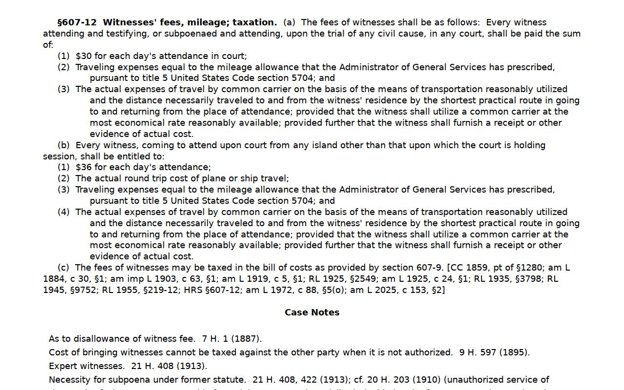 Hawaii County civil docket District Court fee statute