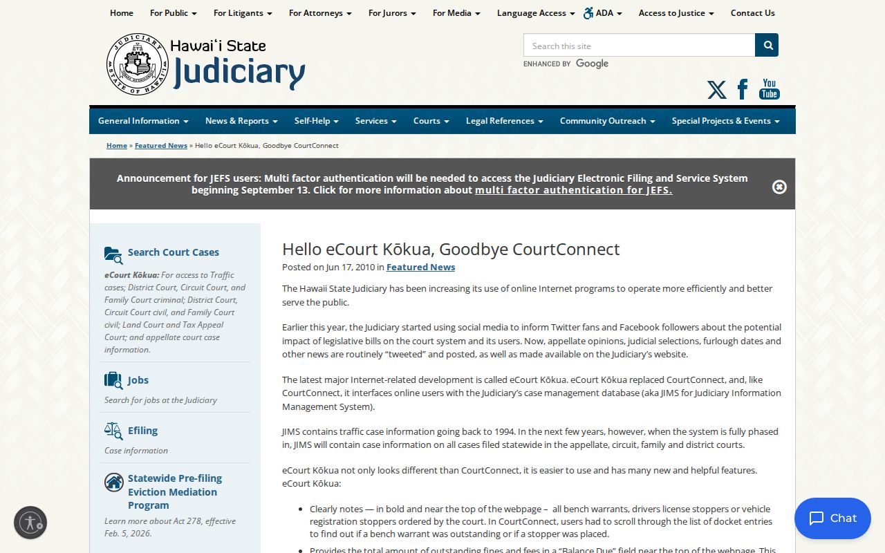 Hawaii County court calendar eCourt Kokua public access
