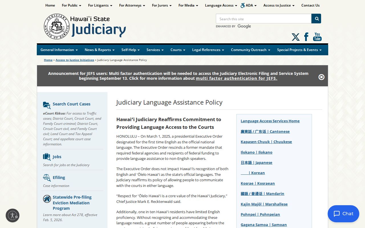 Hilo court docket language assistance service