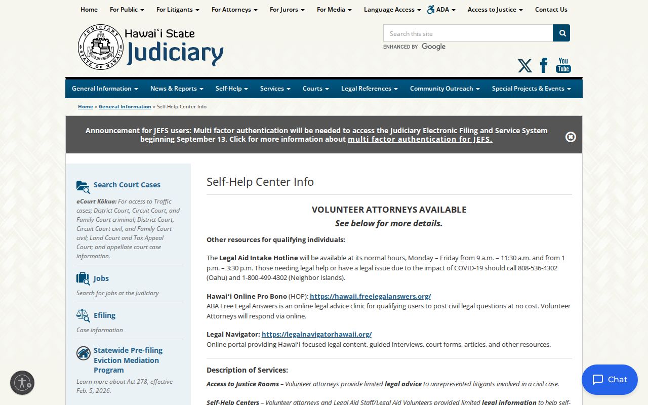 Hilo court docket self-help access information
