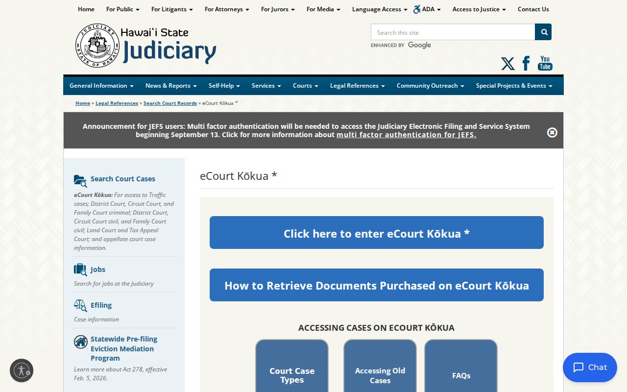 Hawaii County court docket eCourt Kokua search and coverage