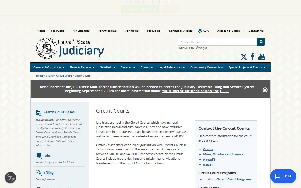 Hawaii County court docket Circuit Court jurisdiction