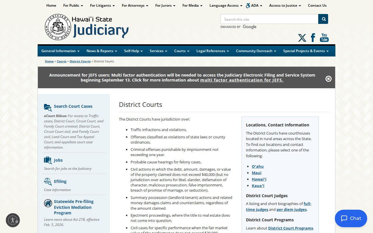 Hawaii County court docket District Court jurisdiction