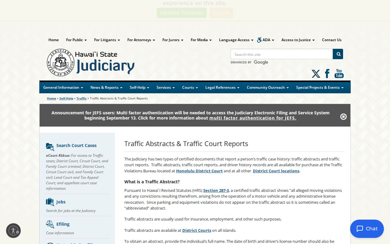 Hawaii County traffic court records traffic abstract request