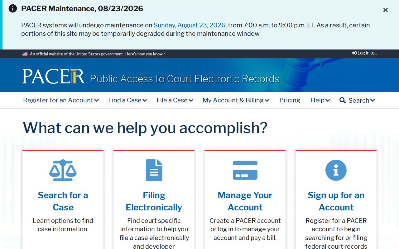 Waimea court docket compared with PACER federal docket search